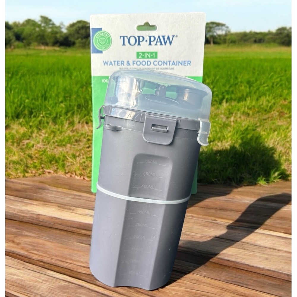 Top Paw For‎ Travel Container For Dog 2-in-1 Food And Water Leak Proof Portable